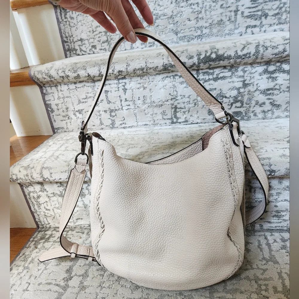 Rebecca Minkoff Unlined Whipstitch Leather Hobo Bag, Soft Blush - Picture 15 of 16